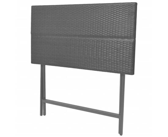 Set mobilier exterior pliabil, 7 piese, negru oțel, poliratan, 5 image