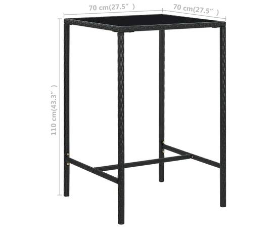 Set mobilier bar de grădină cu perne, 5 piese, negru, poliratan, 11 image