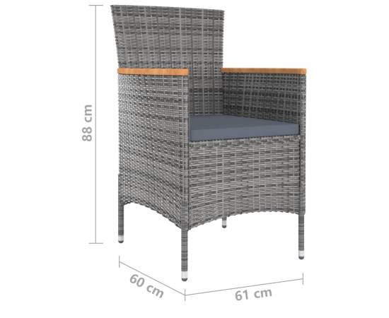 Set mobilier de grădină cu perne, 11 piese, gri, 10 image