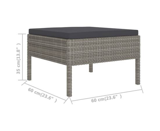 Set mobilier de grădină cu perne, 12 piese, gri, poliratan, 6 image