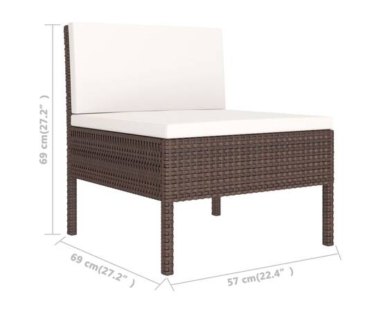 Set mobilier de grădină cu perne, 2 piese, maro, poliratan, 5 image