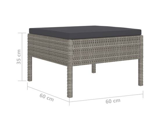 Set mobilier de grădină cu perne, 4 piese, gri, poliratan, 6 image