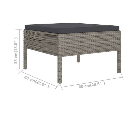 Set mobilier de grădină cu perne, 5 piese, gri, poliratan, 6 image