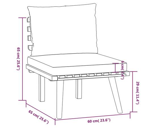 Set mobilier de grădină cu perne, 5 piese, lemn masiv de acacia, 9 image