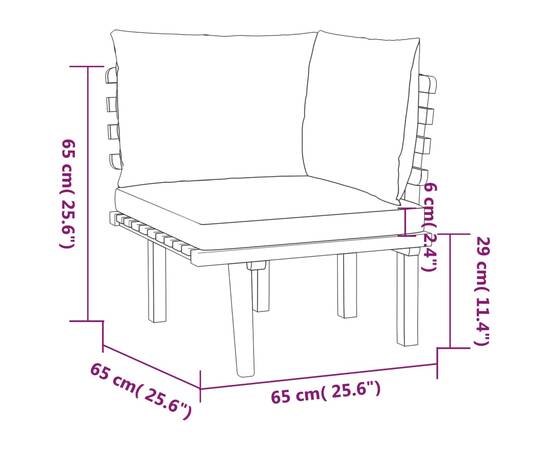 Set mobilier de grădină cu perne, 5 piese, lemn masiv de acacia, 10 image