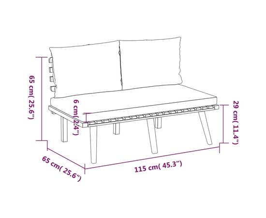 Set mobilier de grădină cu perne, 5 piese, lemn masiv de acacia, 11 image