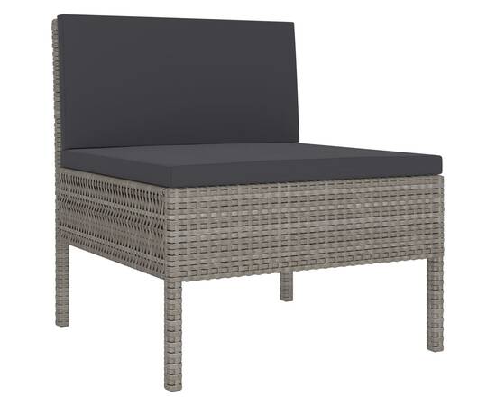 Set mobilier de grădină cu perne, 9 piese, gri, poliratan, 4 image