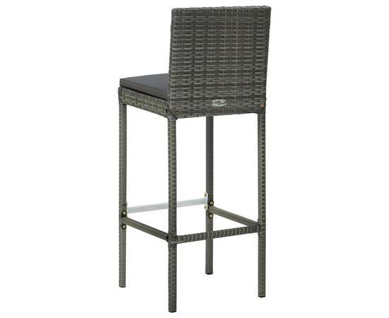 Set mobilier bar de grădină, cu perne, 3 piese, gri, poliratan, 10 image