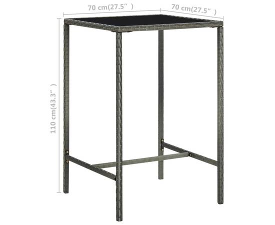 Set mobilier bar de grădină, cu perne, 3 piese, gri, poliratan, 11 image