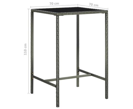 Set mobilier bar de grădină cu perne, 5 piese, gri, poliratan, 10 image