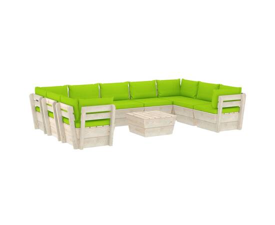 Set mobilier grădină paleți, 10 piese, cu perne, lemn de molid, 2 image