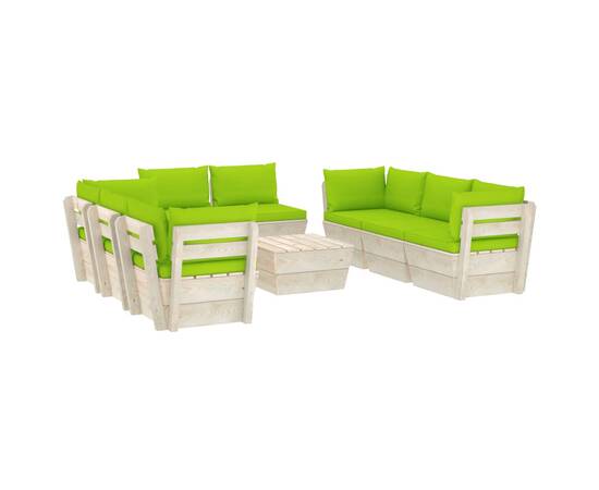 Set mobilier grădină paleți, 9 piese, cu perne, lemn de molid, 2 image