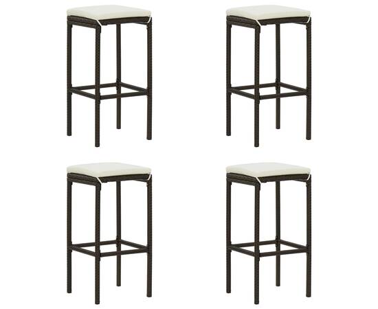 Set mobilier bar de grădină cu perne, 5 piese, maro, poliratan, 7 image