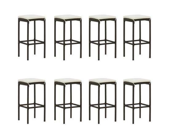 Set mobilier bar de grădină cu perne, 9 piese, maro, poliratan, 3 image