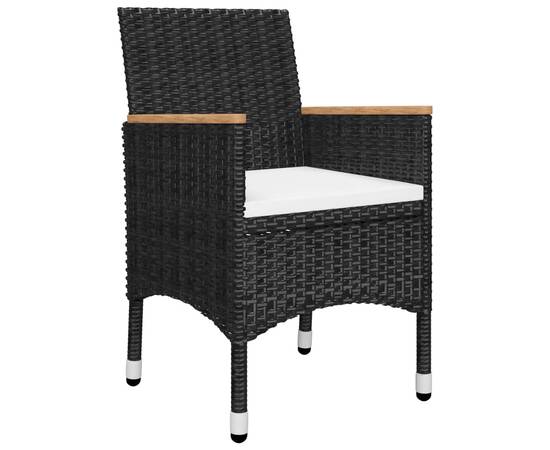 Set mobilier de bistro, 3 piese, negru, poliratan și sticlă, 4 image