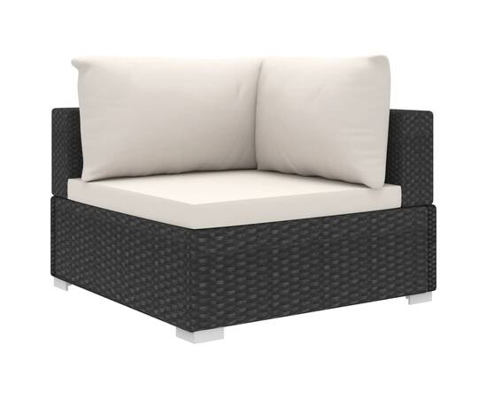 Set mobilier de grădină cu perne, 4 piese, negru, poliratan, 4 image