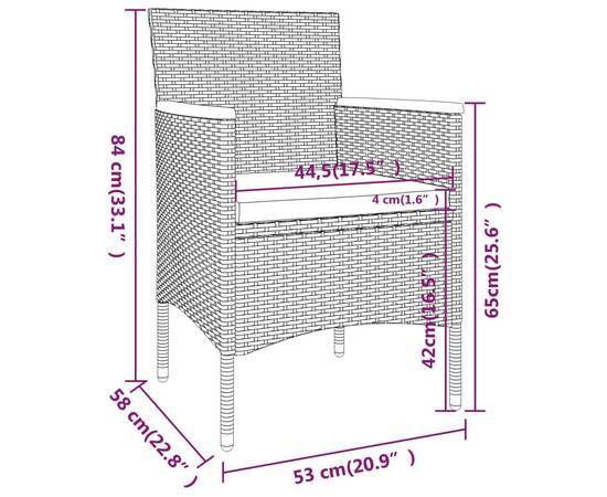 Set mobilier bistro, 5 piese, gri, poliratan&sticlă securizată, 9 image