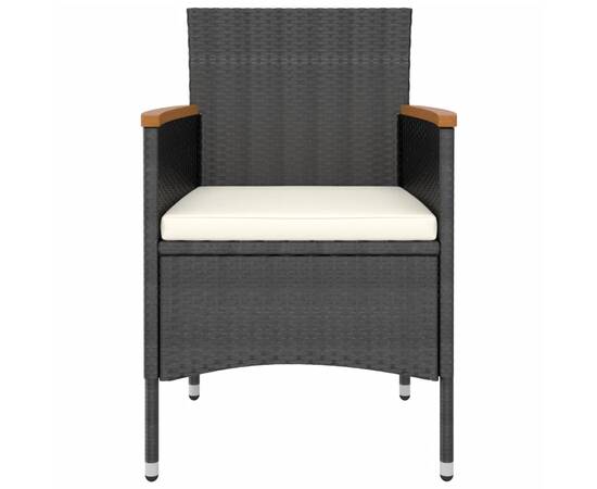 Set mobilier bistro, 5 piese, negru, poliratan și lemn acacia, 4 image