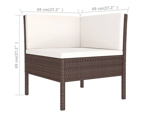 Set mobilier de grădină cu perne, 11 piese, maro, poliratan, 7 image