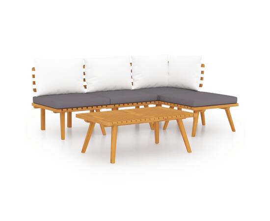 Set mobilier de grădină cu perne, 5 piese, lemn masiv acacia, 2 image