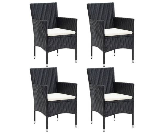 Set mobilier de grădină cu perne, 5 piese, negru, poliratan, 3 image