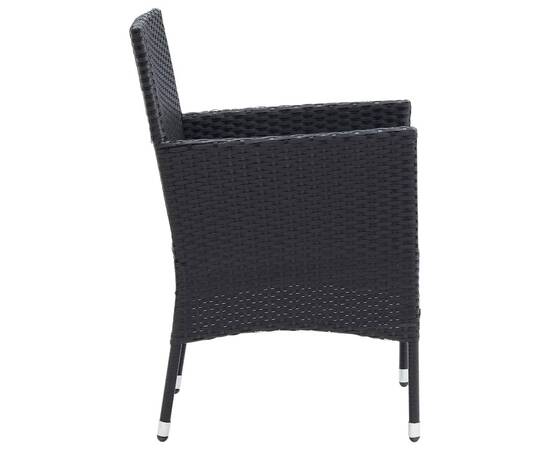 Set mobilier de grădină cu perne, 5 piese, negru, poliratan, 6 image