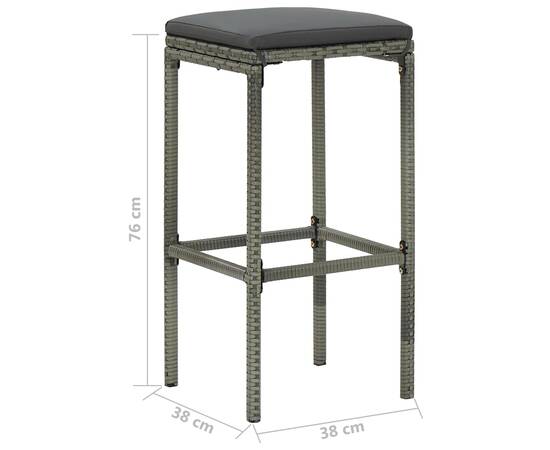 Set mobilier bar de grădină cu perne, 5 piese, gri, poliratan, 9 image