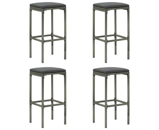 Set mobilier bar de grădină cu perne, 5 piese, gri, poliratan, 5 image