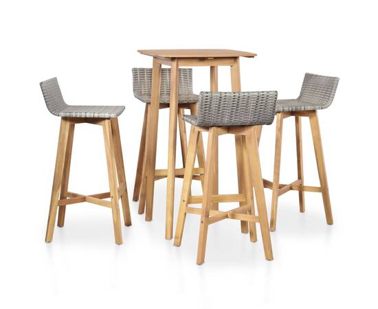 Set mobilier de exterior, 5 piese, lemn masiv de acacia