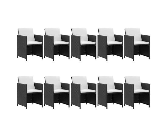 Set mobilier de exterior cu perne, 11 piese, negru, poliratan, 2 image