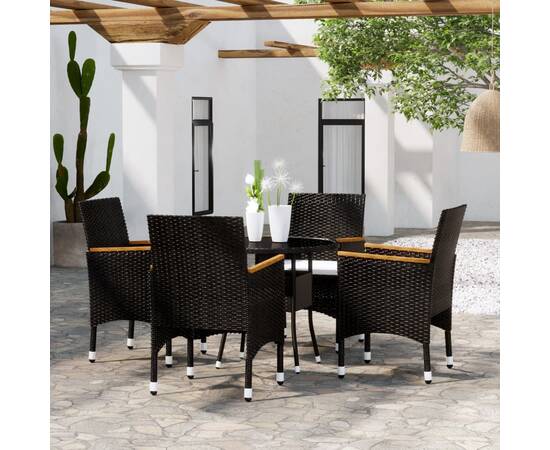 Set de mobilier pentru grădină, 5 piese, negru, poliratan