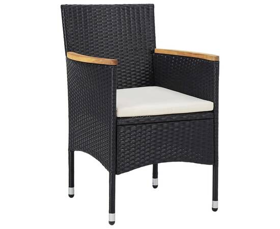 Set de mobilier pentru grădină, 5 piese, negru, poliratan, 3 image