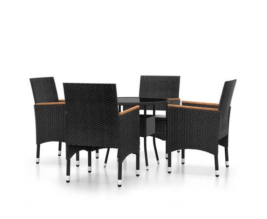 Set de mobilier pentru grădină, 5 piese, negru, poliratan, 2 image