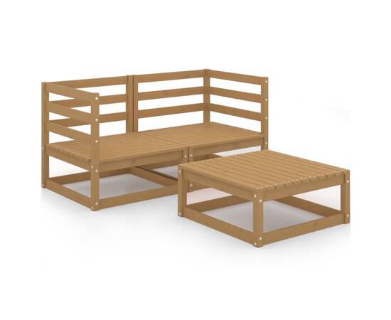 Set mobilier de grădină, 3 piese, maro miere, lemn masiv de pin, 2 image
