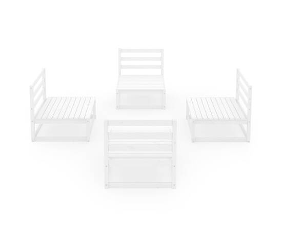 Set mobilier de grădină, 4 piese, alb, lemn masiv de pin, 3 image