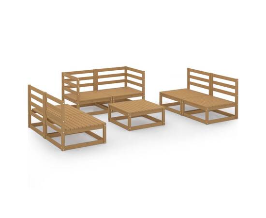 Set mobilier de grădină, 7 piese, maro miere, lemn masiv de pin, 2 image