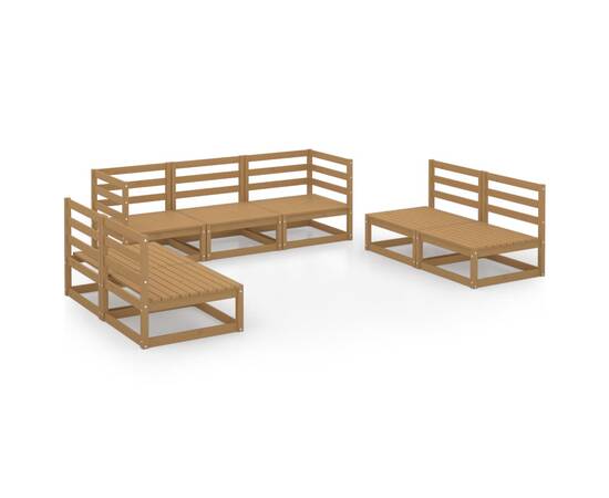 Set mobilier de grădină, 7 piese, maro miere, lemn masiv de pin, 2 image