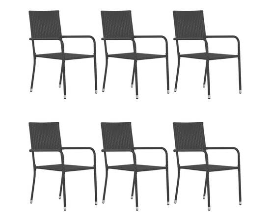 Set mobilier de grădină, 7 piese, negru, poliratan, 2 image