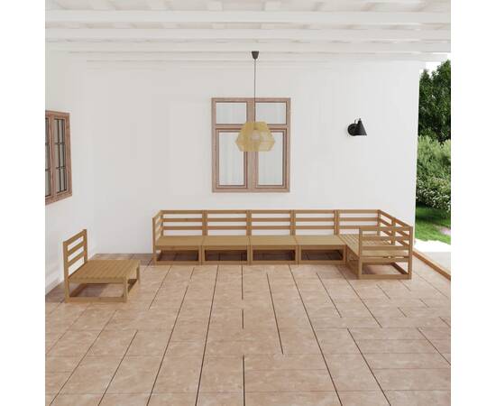Set mobilier de grădină, 7 piese, maro miere, lemn masiv pin