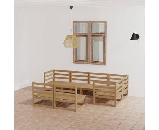 Set mobilier de grădină, 7 piese, maro miere, lemn masiv pin