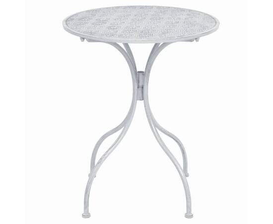 Set mobilier de bistro, 3 piese, alb cenușiu, oțel, 2 image