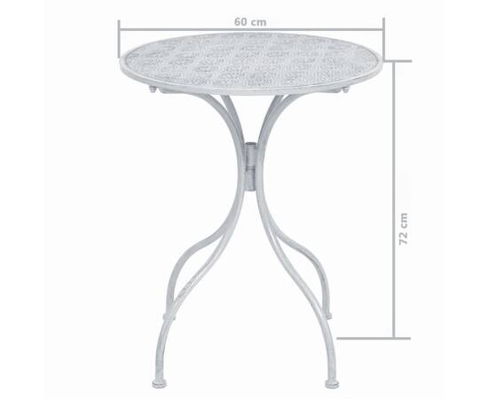 Set mobilier de bistro, 3 piese, alb cenușiu, oțel, 11 image