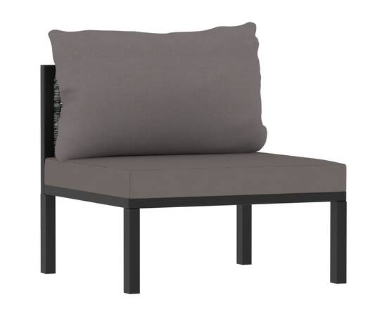 Canapea cu 3 locuri, cu perne, antracit, poliratan, 5 image