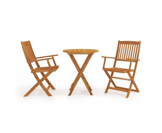 Set mobilier bistro pliabil, 3 piese, lemn masiv de acacia