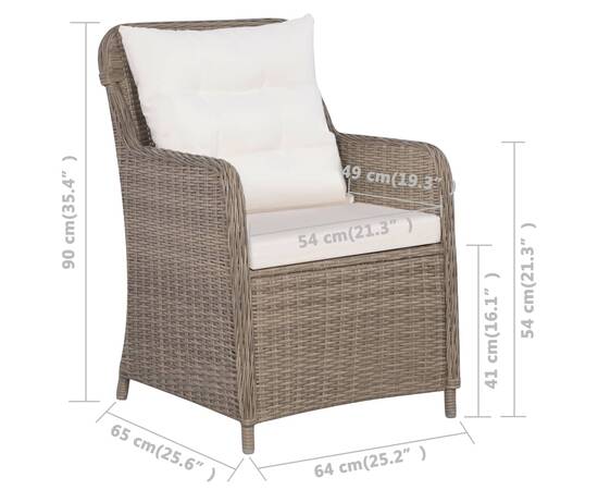 Set mobilier de exterior, 9 piese, maro, poliratan, 7 image