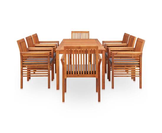 Set mobilier de exterior cu perne 9 piese, lemn masiv de acacia, 3 image
