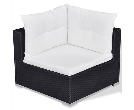 Set mobilier de grădină cu perne, 10 piese, negru, poliratan, 7 image