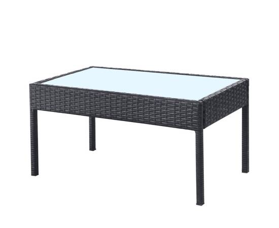 Set mobilier de grădină cu perne, 4 piese, negru, poliratan, 7 image