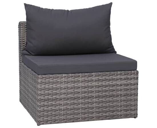 Set mobilier de grădină cu perne, 9 piese, gri, poliratan, 9 image