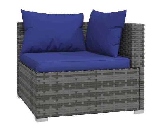 Canapea cu 2 locuri, cu perne, gri, poliratan, 5 image